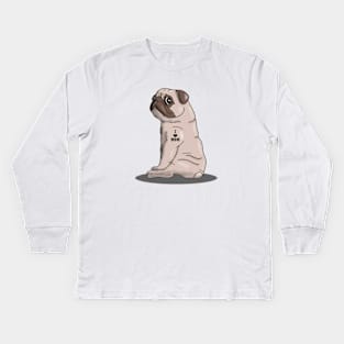 Pug Dog Love Cute Mom Tattoo Pugs Funny Gift Dogs Kids Long Sleeve T-Shirt